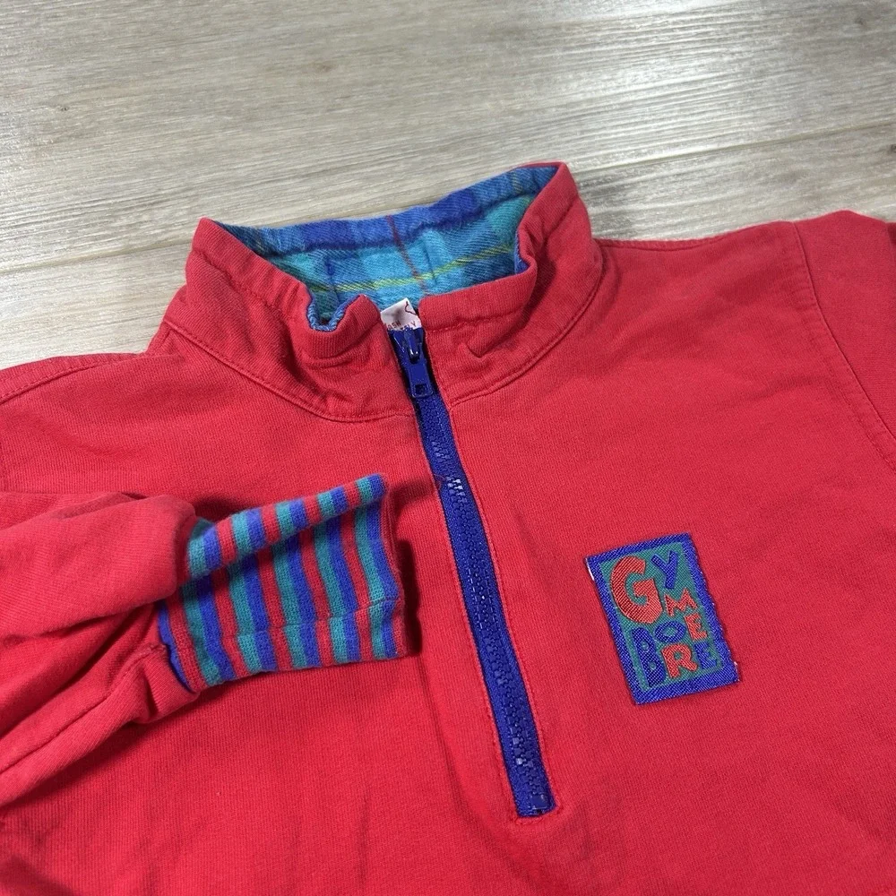 VTG Gymboree Rainbow Tag Medium Red 1/4‎ Zip Sweatshirt USA